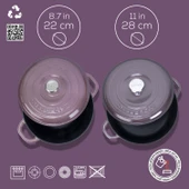 Lava Döküm 2X New Heritage Serisi Döküm Demir Tencere Tava Seti  Mor - 4
