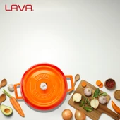 Lava Döküm Yuvarlak Tencere. Trendy Çap(Ø) 24cm.  Turuncu thumbnail 7