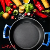 Lava Döküm Yuvarlak Sahan Döküm Demir Yekpare Çift Kulplu Çap(Ø)24cm.  Mavi thumbnail 7