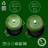 Lava Döküm Yuvarlak Derin ve Sığ 5 Parça Tencere Seti  Yeşil thumbnail 6