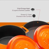 Lava Döküm 2x Trendy Serisi 5 Parça Tencere Seti  Turuncu thumbnail 5