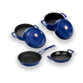 Lava Döküm 4x Trendy Serisi 7 Parça Tencere & Tava Seti  Mavi thumbnail 2