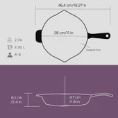 Lava Döküm Yuvarlak Kızartma Tavası Döküm Demir Yekpare Saplı. Çap(Ø)28cm  Mor thumbnail 5