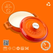 Lava Döküm Çok Amaçlı Yayvan Tencere Döküm Demir Yekpare Kulplu Edition Serisi Çap(Ø)28cm.  Turuncu thumbnail 4