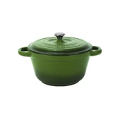 Lava Döküm Yuvarlak Tencere Döküm Demir Kapak New Heritage Serisi Çap(Ø)22cm.  Yeşil thumbnail 1