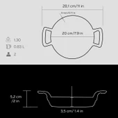 Lava Döküm Yuvarlak Sahan Döküm Demir Yekpare Çift Kulplu Çap(Ø)20cm.  Siyah thumbnail 5