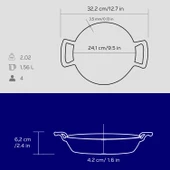 Lava Döküm Yuvarlak Sahan Döküm Demir Yekpare Çift Kulplu Çap(Ø)24cm.  Mavi thumbnail 5