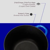 Lava Döküm Yuvarlak Tencere Döküm Demir Kapak New Heritage Serisi Çap(Ø)24cm.  Mavi thumbnail 6