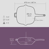 Lava Döküm Kare Izgara Tava Döküm Demir Yekpare Saplı Ölçü 28x28cm.  Mor thumbnail 4