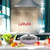 Lava Döküm Çok Amaçlı Yayvan Tencere. Glaze Serisi Çap(Ø)28cm.  Mor thumbnail 7