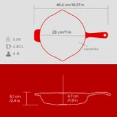 Lava Döküm 2X Edition Serisi Özel Koleksiyon Döküm Demir Tava Seti  Kırmızı thumbnail 6