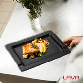 Lava Döküm Dikdörtgen Servis Tabağı. Siyah Renk. Ölçü 16x25cm. - 5