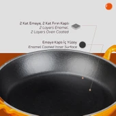 Lava Döküm Yuvarlak Sahan Döküm Demir Yekpare Çift Kulplu Çap(Ø)24cm.  Turuncu thumbnail 6