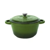 Lava Döküm Yuvarlak Tencere Döküm Demir Kapak New Heritage Serisi Çap(Ø)24cm.  Yeşil - 1