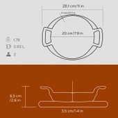 Lava Döküm Yuvarlak Sahan Döküm Demir Yekpare Çift Kulplu Kayın Servis Ahşabı. Çap(Ø)20cm.  Turuncu thumbnail 5