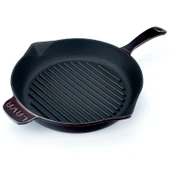 Lava Döküm Yuvarlak Izgara Tavası Döküm Demir Yekpare Saplı Premium Serisi. Çap(Ø)28cm.  Mor thumbnail 2