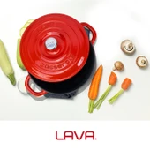 Lava Döküm Yuvarlak Tencere Döküm Demir Kapak New Heritage Serisi Çap(Ø)22cm.  Kırmızı - 7