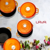 Lava Döküm 4X New Heritage Serisi Döküm Demir Tencere Seti  Turuncu thumbnail 7