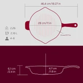 Lava Döküm Yuvarlak Izgara Tavası Döküm Demir Yekpare Saplı Premium Serisi. Çap(Ø)28cm.  Mor thumbnail 5