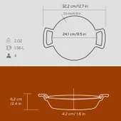 Lava Döküm Yuvarlak Sahan Döküm Demir Yekpare Çift Kulplu Çap(Ø)24cm.  Turuncu thumbnail 5