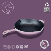 Lava Döküm Yuvarlak Kızartma Tavası Döküm Demir Yekpare Saplı. Çap(Ø)28cm  Mor thumbnail 4