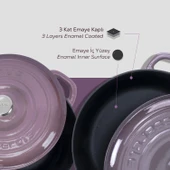 Lava Döküm 2X New Heritage Serisi Döküm Demir Tencere Tava Seti  Mor - 6