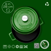 Lava Döküm Çok Amaçlı Yayvan Tencere. Trendy Serisi Çap(Ø)28cm.  Yeşil thumbnail 4