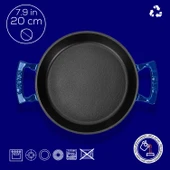 Lava Döküm Yuvarlak Sahan Döküm Demir Yekpare Çift Kulplu Çap(Ø)20cm.  Mavi thumbnail 4