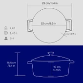 Lava Döküm Yuvarlak Tencere. Folk Çap(Ø) 22cm.  Mavi thumbnail 5