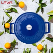 Lava Döküm Yuvarlak Tencere. Folk Çap(Ø) 22cm.  Mavi thumbnail 7