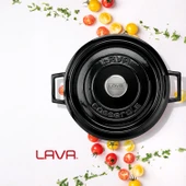 Lava Döküm Çok Amaçlı Yayvan Tencere. Trendy Serisi Çap(Ø)28cm.  Siyah - 7