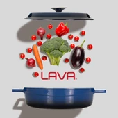 Lava Döküm Çok Amaçlı Yayvan Tencere Döküm Demir Yekpare Kulplu Edition Serisi Çap(Ø)28cm.  Mavi thumbnail 7