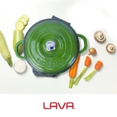 Lava Döküm Yuvarlak Tencere Döküm Demir Kapak New Heritage Serisi Çap(Ø)22cm.  Yeşil thumbnail 7