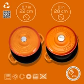 Lava Döküm 2X New Heritage Serisi Döküm Demir Tencere Tava Seti  Turuncu thumbnail 4