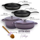 Lava Döküm 4X New Heritage Serisi Döküm Demir Tencere Tava Çeyiz Seti  Mor thumbnail 1