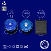 Lava Döküm 6X New Heritage Serisi Döküm Demir Tencere Tava Çeyiz Seti  Mavi thumbnail 5