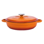 Lava Döküm Yuvarlak Çok Amaçlı Yayvan Tencere New Heritage Serisi Çap(Ø)28cm.  Turuncu thumbnail 1