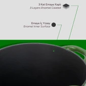 Lava Döküm Yuvarlak Tencere Döküm Demir Kapak New Heritage Serisi Çap(Ø)22cm.  Yeşil thumbnail 6