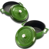 Lava Döküm Yuvarlak Derin ve Sığ 5 Parça Tencere Seti  Yeşil thumbnail 3