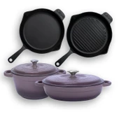 Lava Döküm 4X New Heritage Serisi Döküm Demir Tencere Tava Çeyiz Seti  Mor thumbnail 3