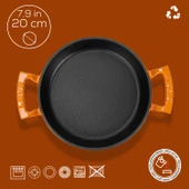 Lava Döküm Yuvarlak Sahan Döküm Demir Yekpare Çift Kulplu Çap(Ø)20cm.  Turuncu thumbnail 4