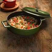 Lava Döküm Yuvarlak Derin ve Sığ 5 Parça Tencere Seti  Yeşil thumbnail 5