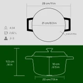 Lava Döküm Yuvarlak Tencere. Trendy Çap(Ø)20cm.  Yeşil thumbnail 5