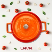 Lava Döküm Çok Amaçlı Yayvan Tencere. Trendy Serisi Çap(Ø)24cm.  Turuncu - 7