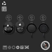 Lava Döküm 4X New Heritage Serisi Döküm Demir Tencere Tava Çeyiz Seti  Siyah thumbnail 4