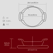 Lava Döküm Yuvarlak Sahan Döküm Demir Yekpare Çift Kulplu Kayın Servis Ahşabı. Çap(Ø)16cm.  Kırmızı - 5