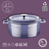 Lava Döküm Yuvarlak Tencere. Trendy Çap(Ø)28cm.  Mor thumbnail 4