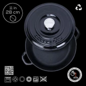 Lava Döküm Yuvarlak Çok Amaçlı Yayvan Tencere New Heritage Serisi Çap(Ø)28cm.  Siyah thumbnail 4