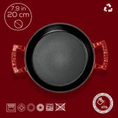 Lava Döküm Yuvarlak Sahan Döküm Demir Yekpare Çift Kulplu Çap(Ø)20cm.  Kırmızı thumbnail 4