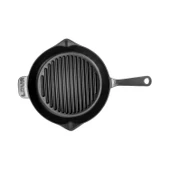 Lava Döküm Yuvarlak Izgara Tavası Döküm Demir Yekpare Saplı Premium Serisi. Çap(Ø)28cm.  Gri - 3